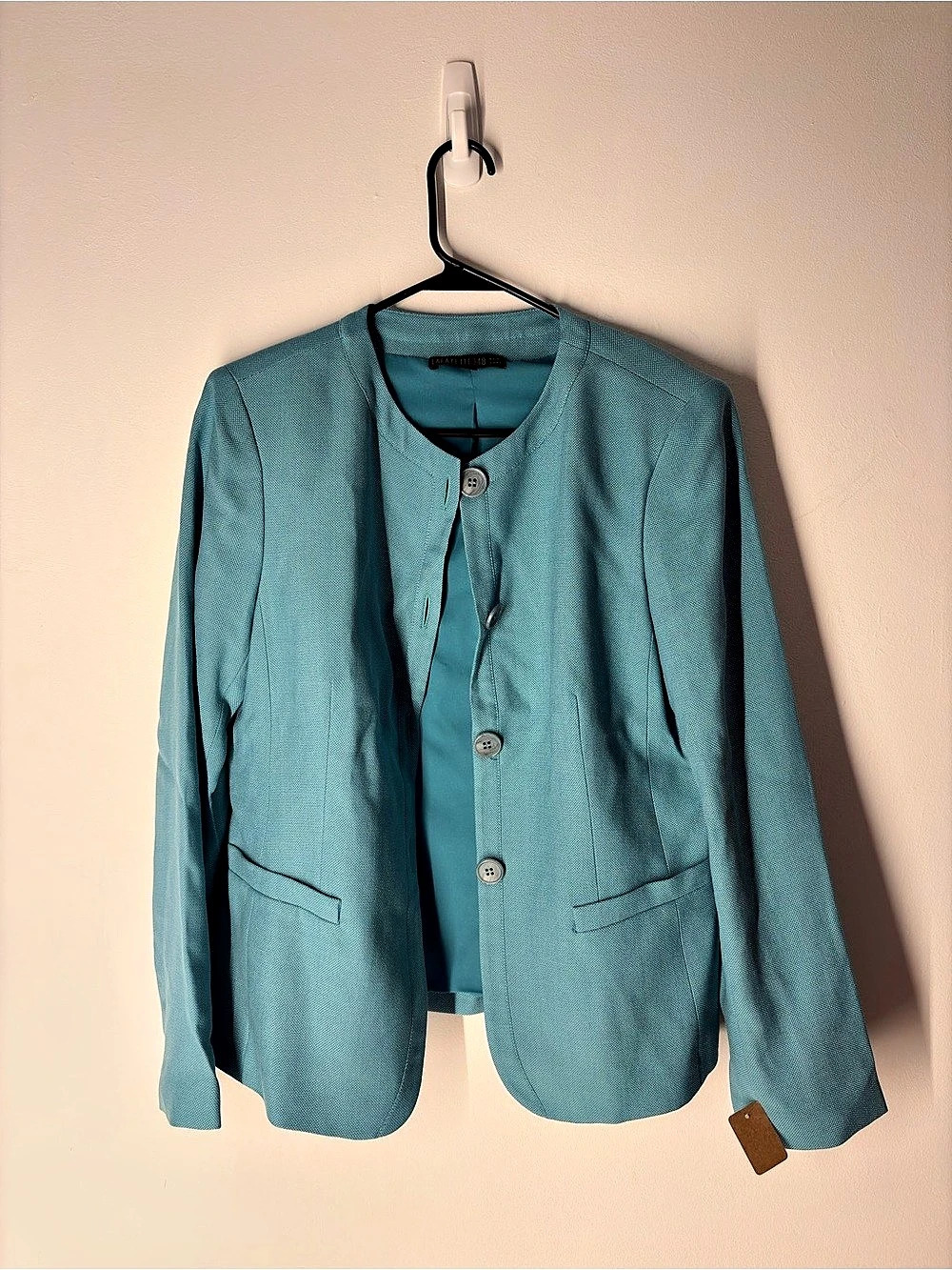 Lafayette 148 Textured Blazer in Blue Size 12 NWT